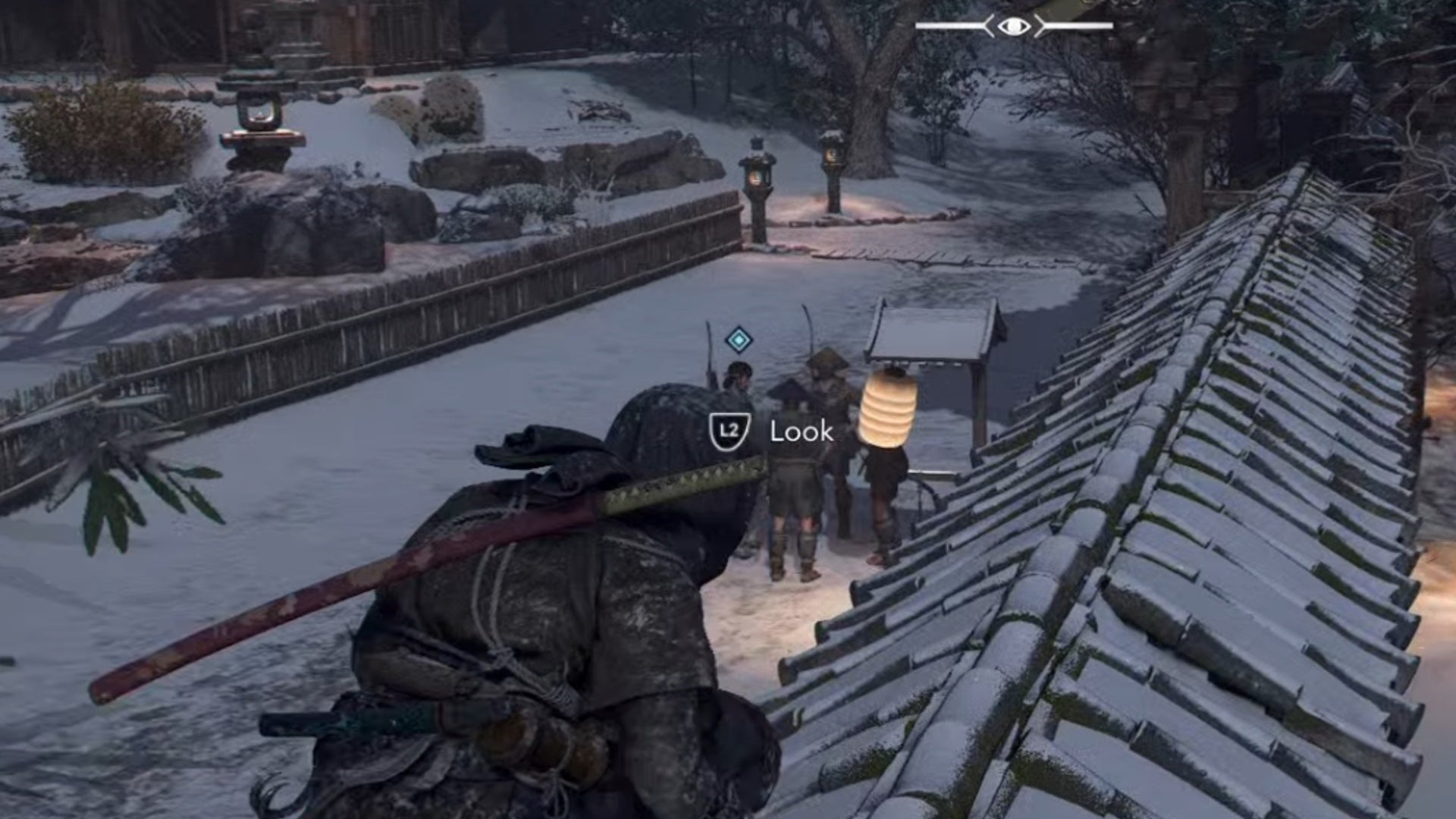 assassin&rsquo;s creed shadows naoe listening to guards family drama quest