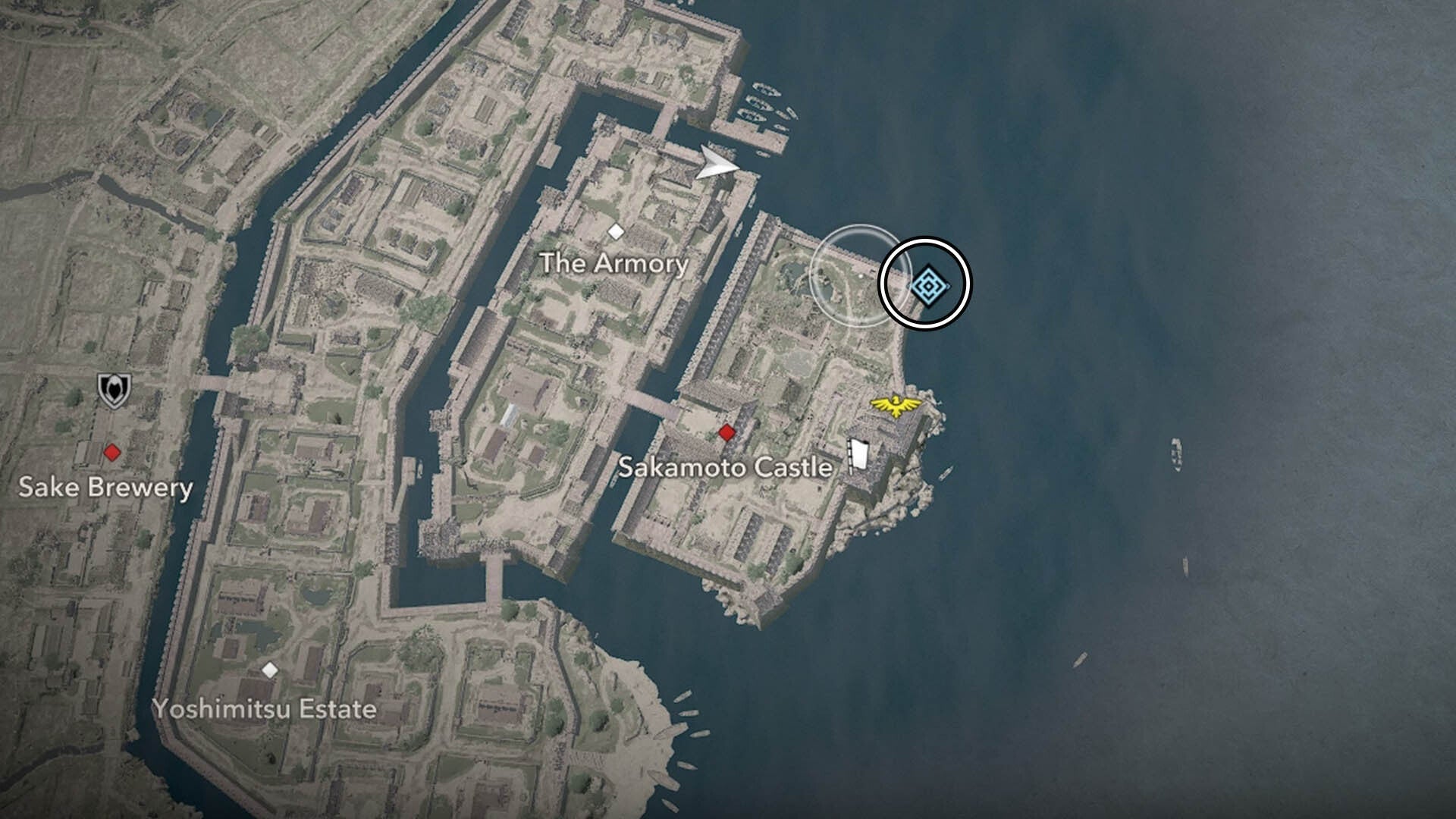 assassin&rsquo;s creed shadows showdown in sakomoto shotei map location