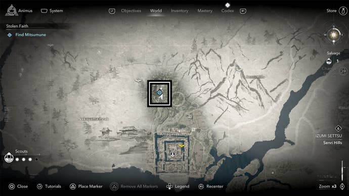 assassin’s creed shadows stolen faith mitsumune map location