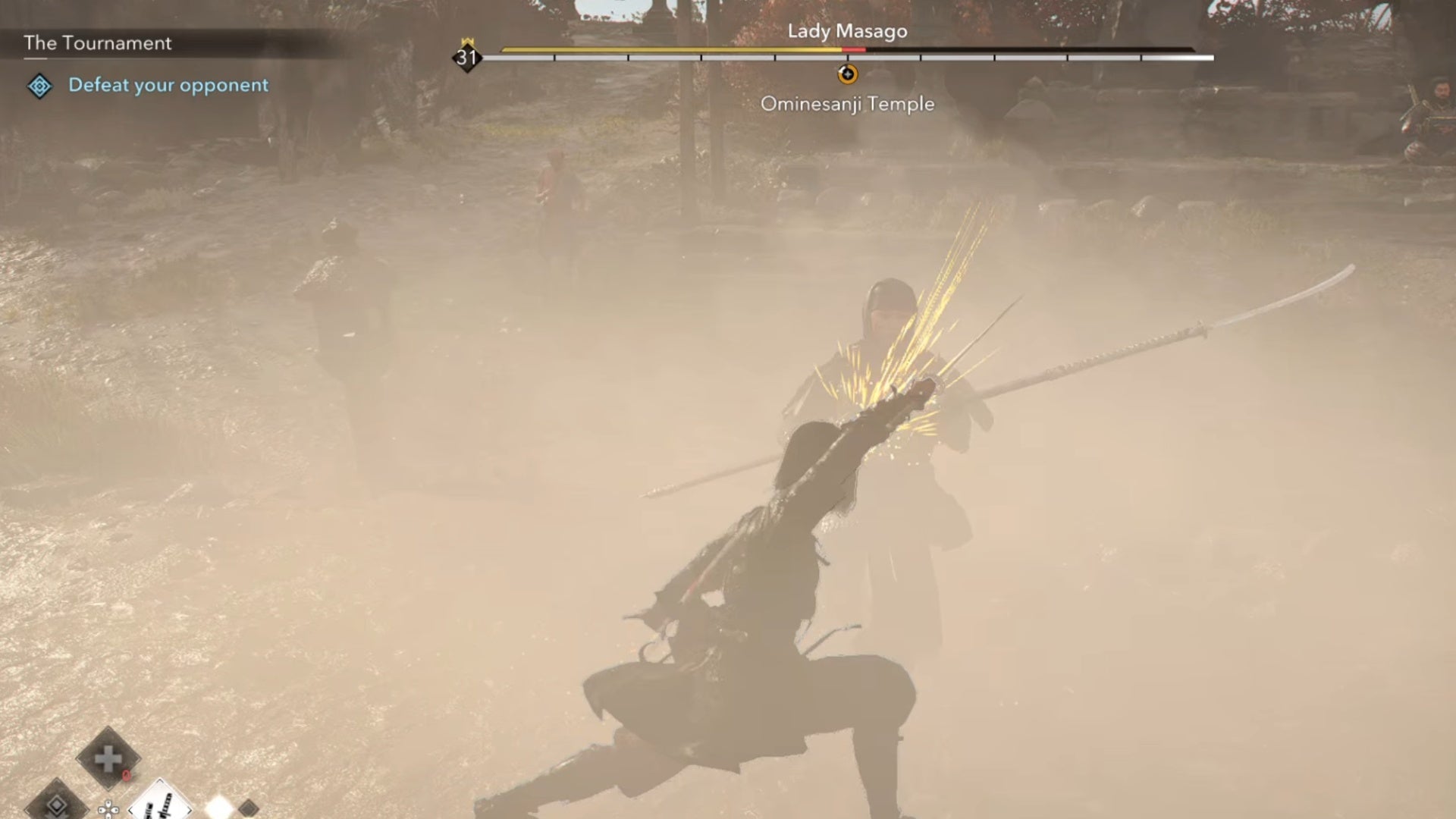 assassin&rsquo;s creed shadows the tournament naoe attacking lady masago