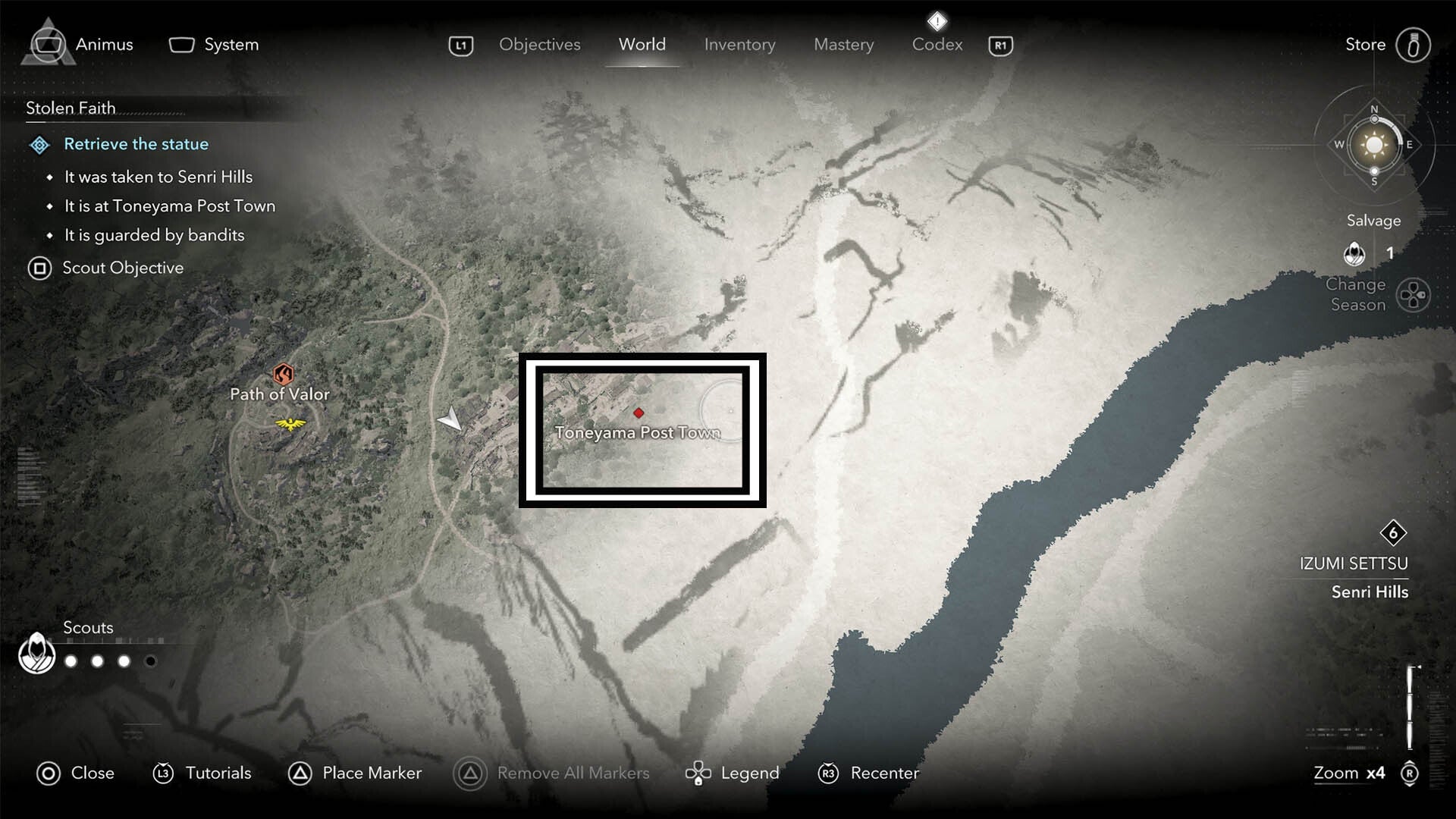 assassin&rsquo;s creed shadows toneyama post town map location