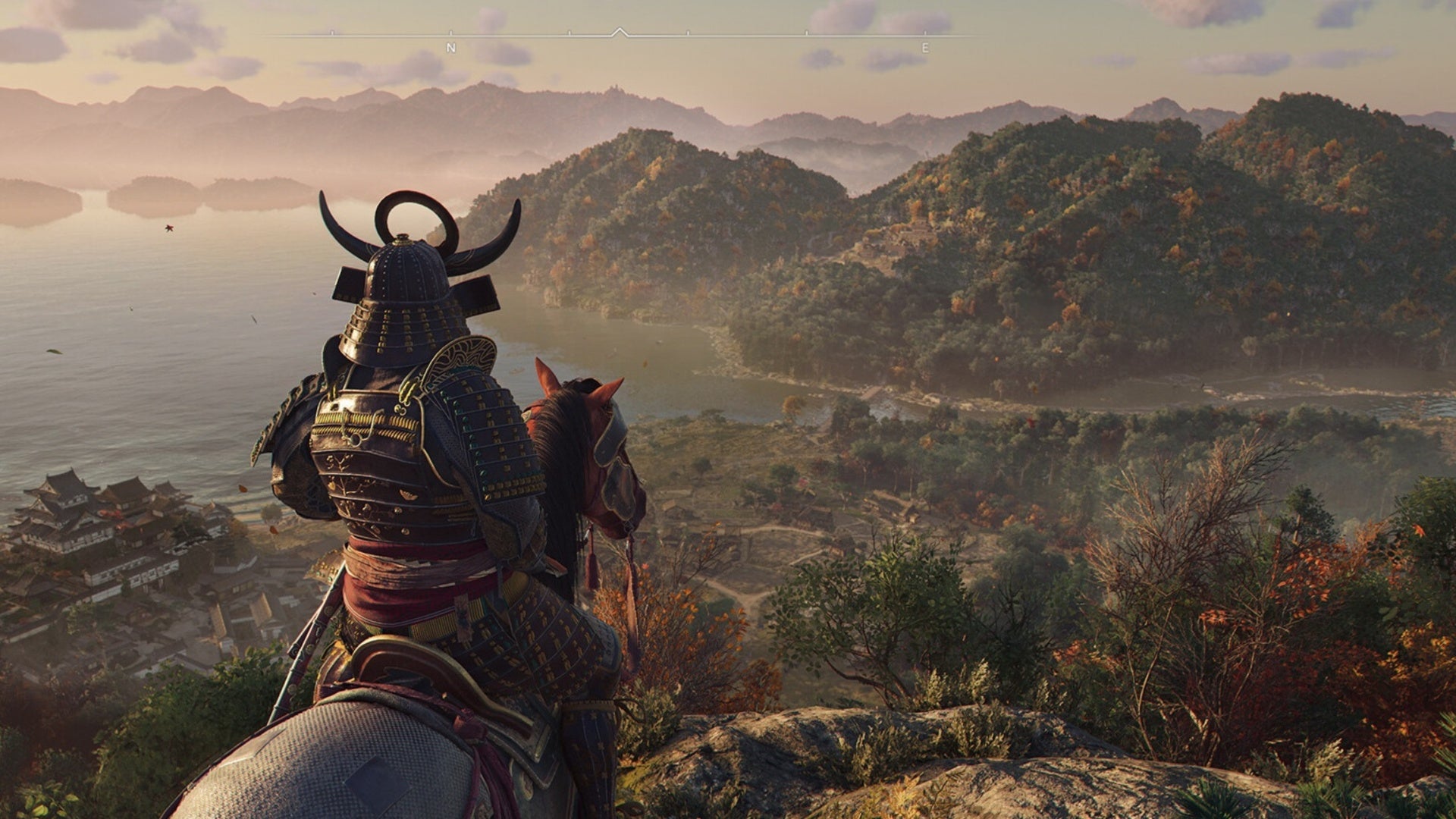 assassin&rsquo;s creed shadows yasuke looking out at the landscape