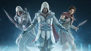 Artwork for Assassin's Creed Nexus VR, showing Connor, Ezio and Kassandra