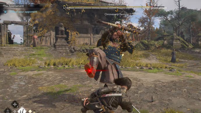 Assassin's Creed Shadows – Lord Hokuto beim Trittangriff