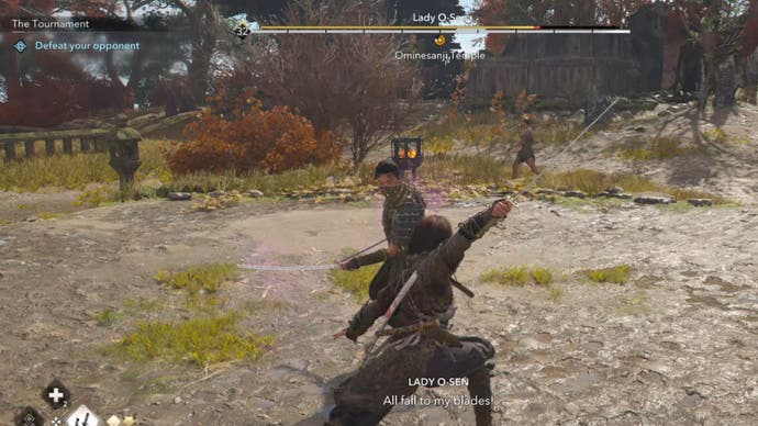 assassin's creed shadows the tournament naoe attacking lady osen