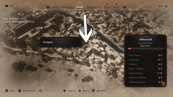assassins creed mirage a challenge enigma clue location on close up map