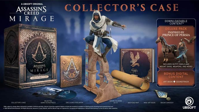 The contents of the Assassin's Creed Mirage Collectors Case edition