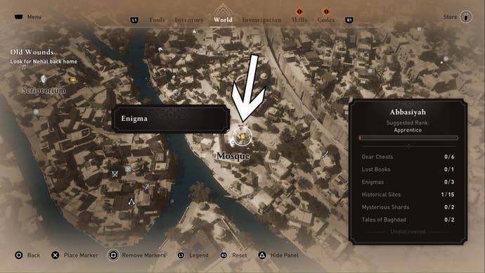 assassins creed mirage delight by the dome enigma clue map location