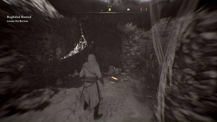 assassins creed mirage, Basim is facing the find what i stole enigma by using eagle vision in a hut