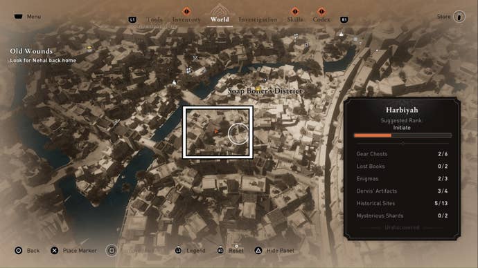 assassins creed mirage, the find what i stole reward location is highlighted on close up map of the soap boiler’s district.