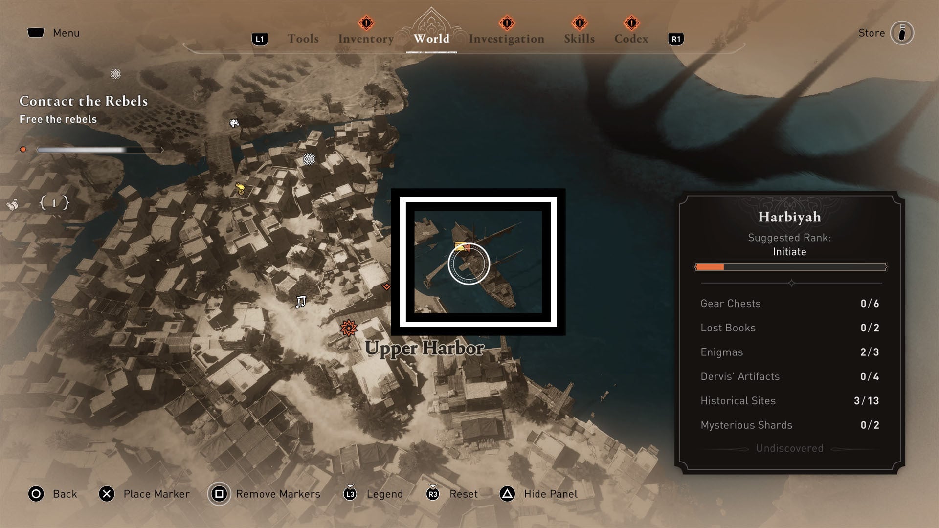 assassins creed mirage harbiyah upper harbor boat close up map