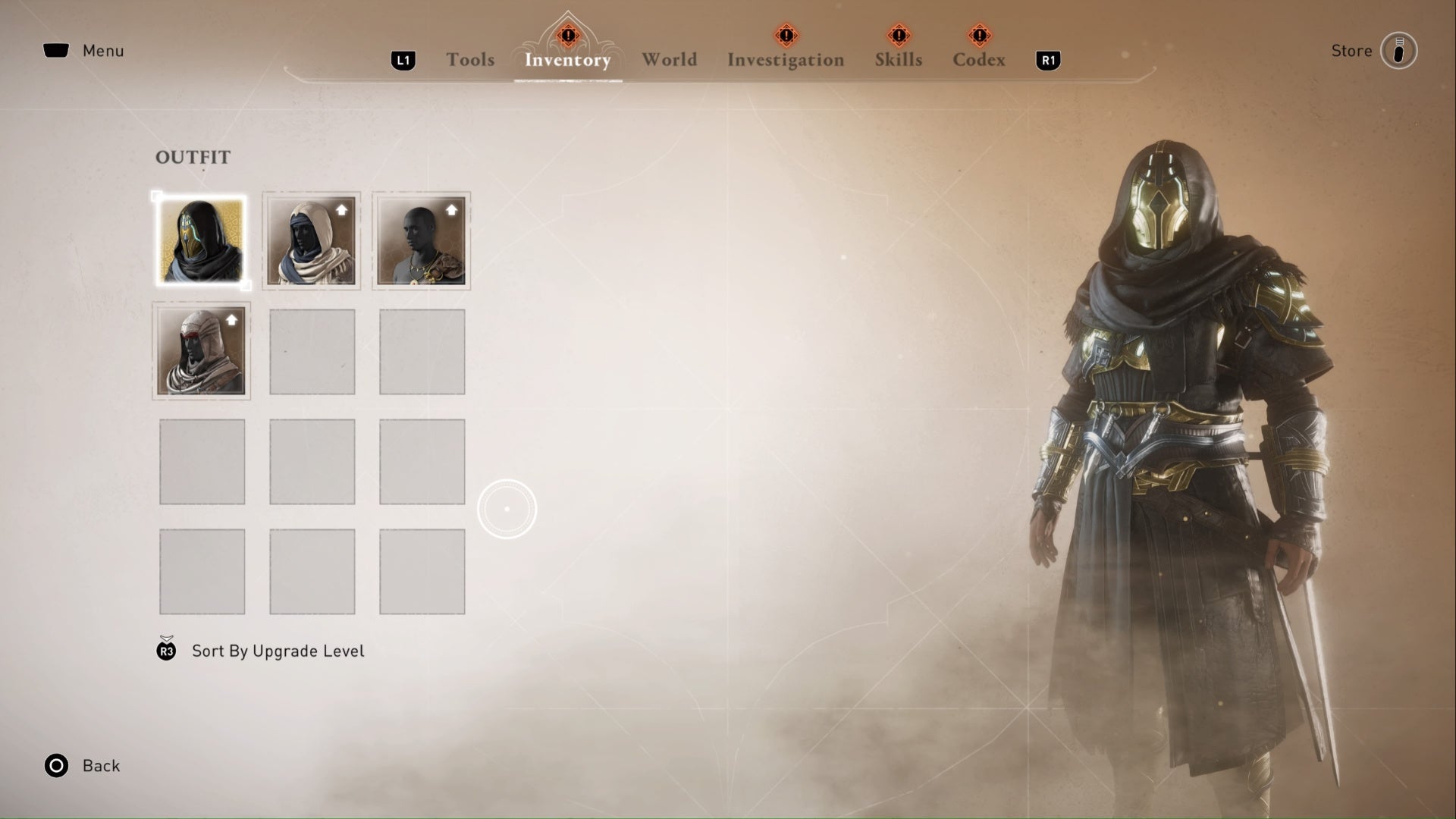 assassins creed mirage outfit inventory milad&rsquo;s outfit is equipped
