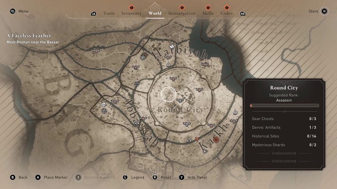 The map of Baghdad in Assassin's Creed Mirage