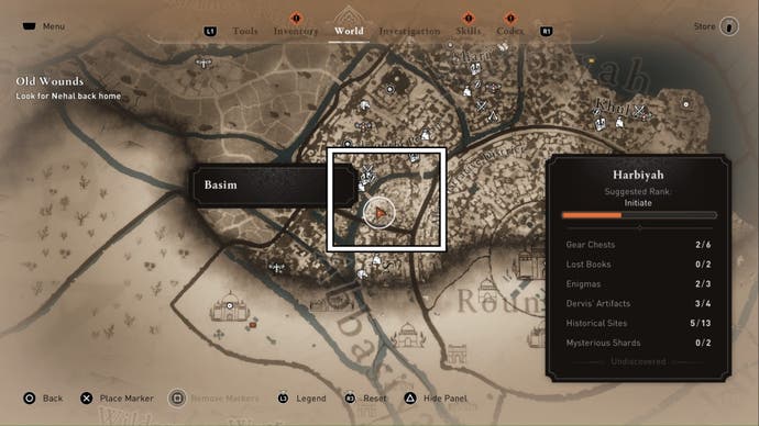assassins creed mirage, soap boiler district is highlighted on a zoomed out world map