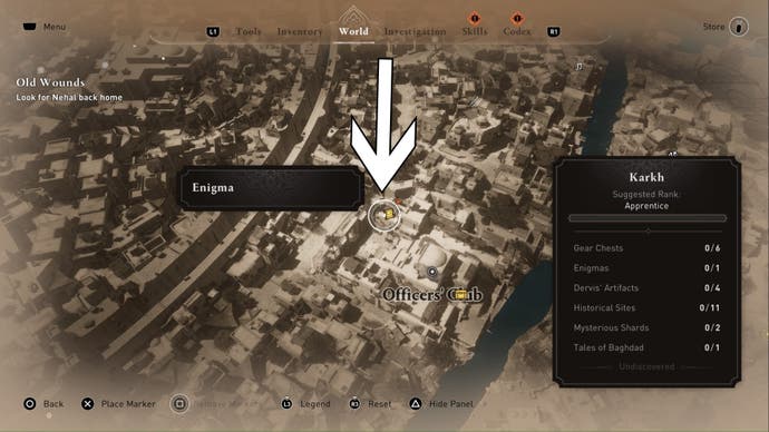 assassins creed mirage solve this problem enigma location on close up map