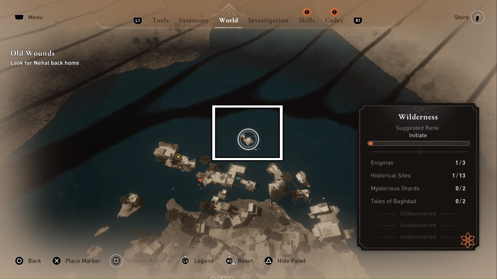 assassins creed mirage, the surrender enigma domed building has been highlighted on a close up map