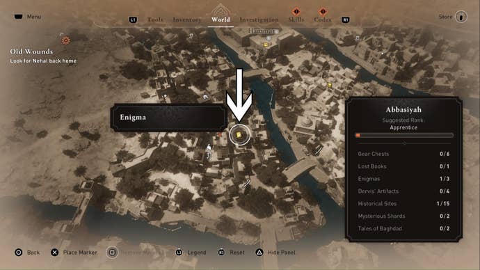 assassins creed mirage the gift enigma clue close up map location