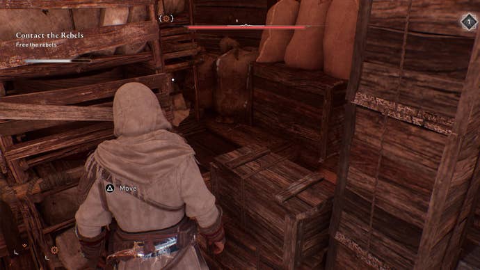 assassins creed mirage upper harbor gear chest puzzle lowered crate hop over point