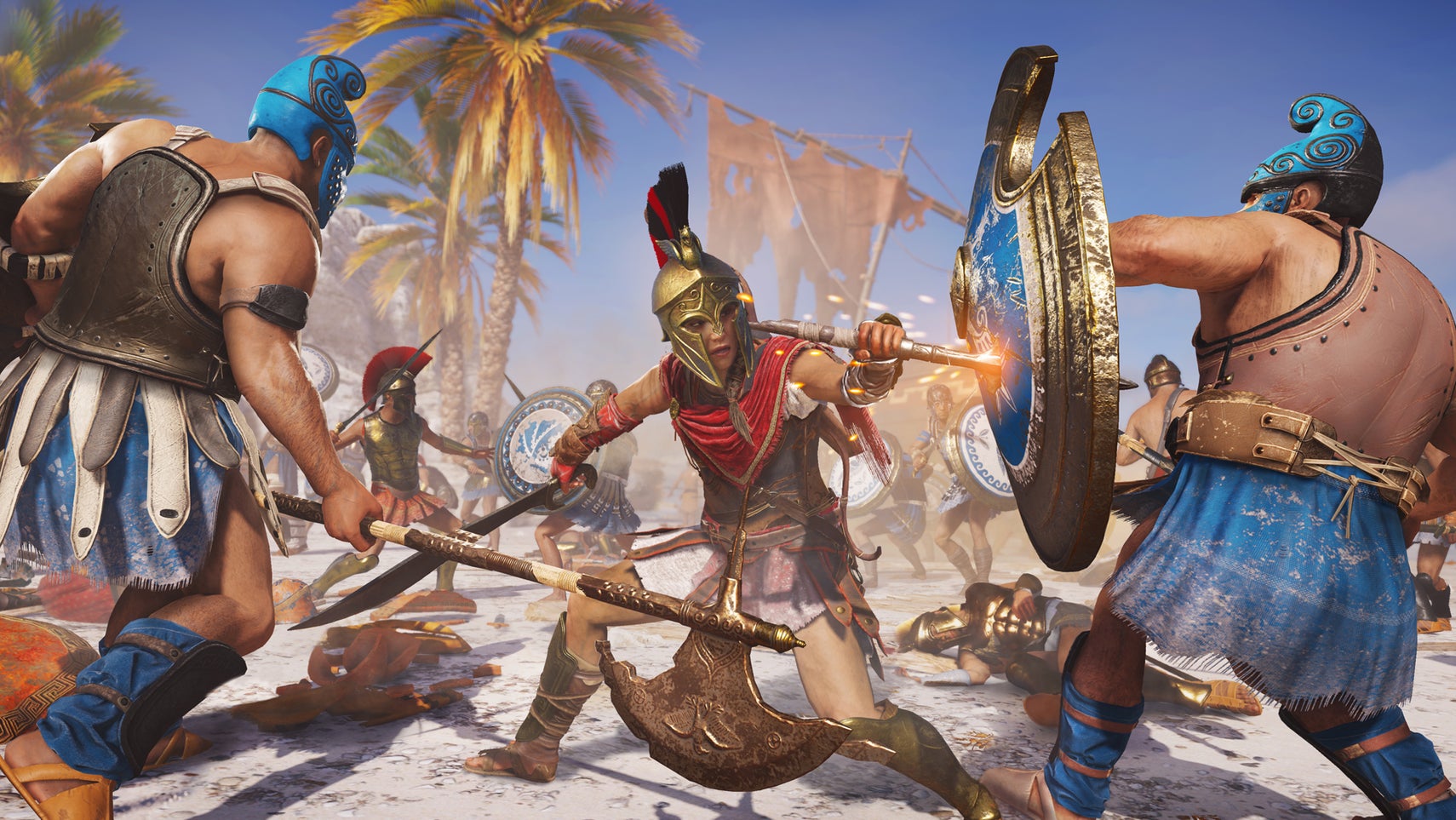 A beach based battle in Assassin's Creed Odyssey