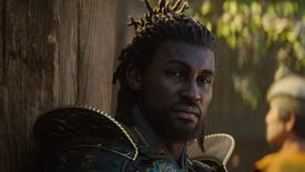 Samurai protagonist Yasuke - one of two playable heroes - in the cinematic trailer for Assassin's Creed Shadows