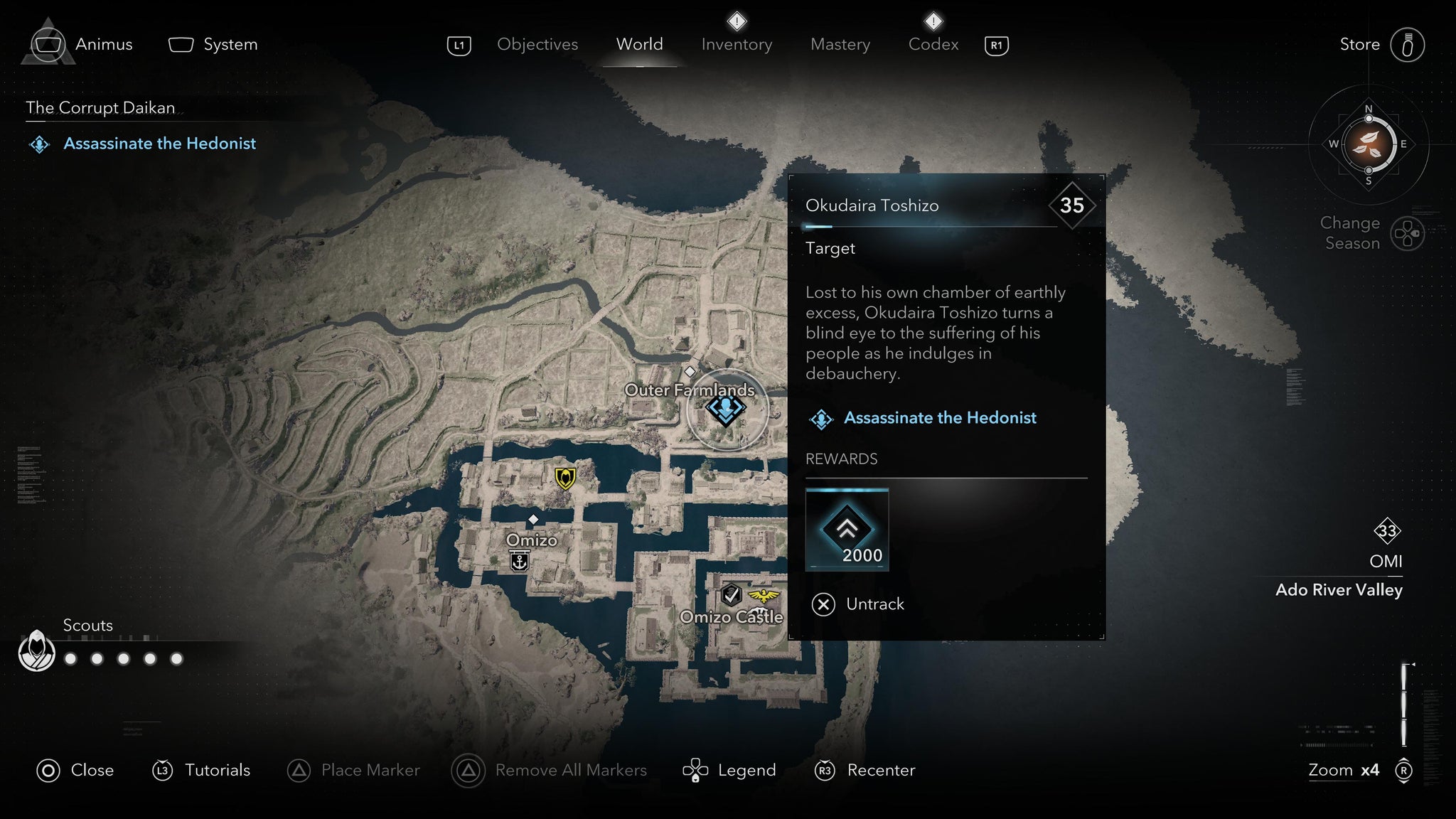 A map screen showing the Hedonist's hideout in Assassin's Creed Shadows. - 4