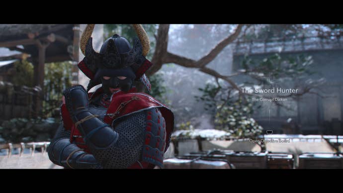 A close-up of the Sword Hunter in Assassin’s Creed Shadows.