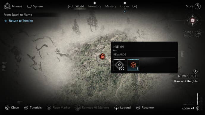 The location of the Eboshigata Hachiman Kuji-kiri shrine in Assassin’s Creed Shadows.