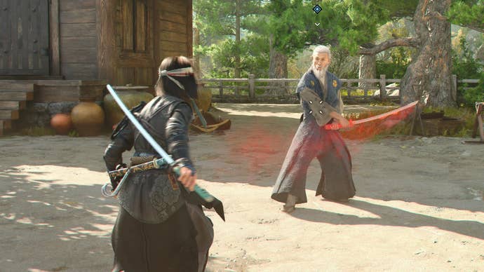 Naoe fighting Genzaburo in Assassin’s Creed Shadows.
