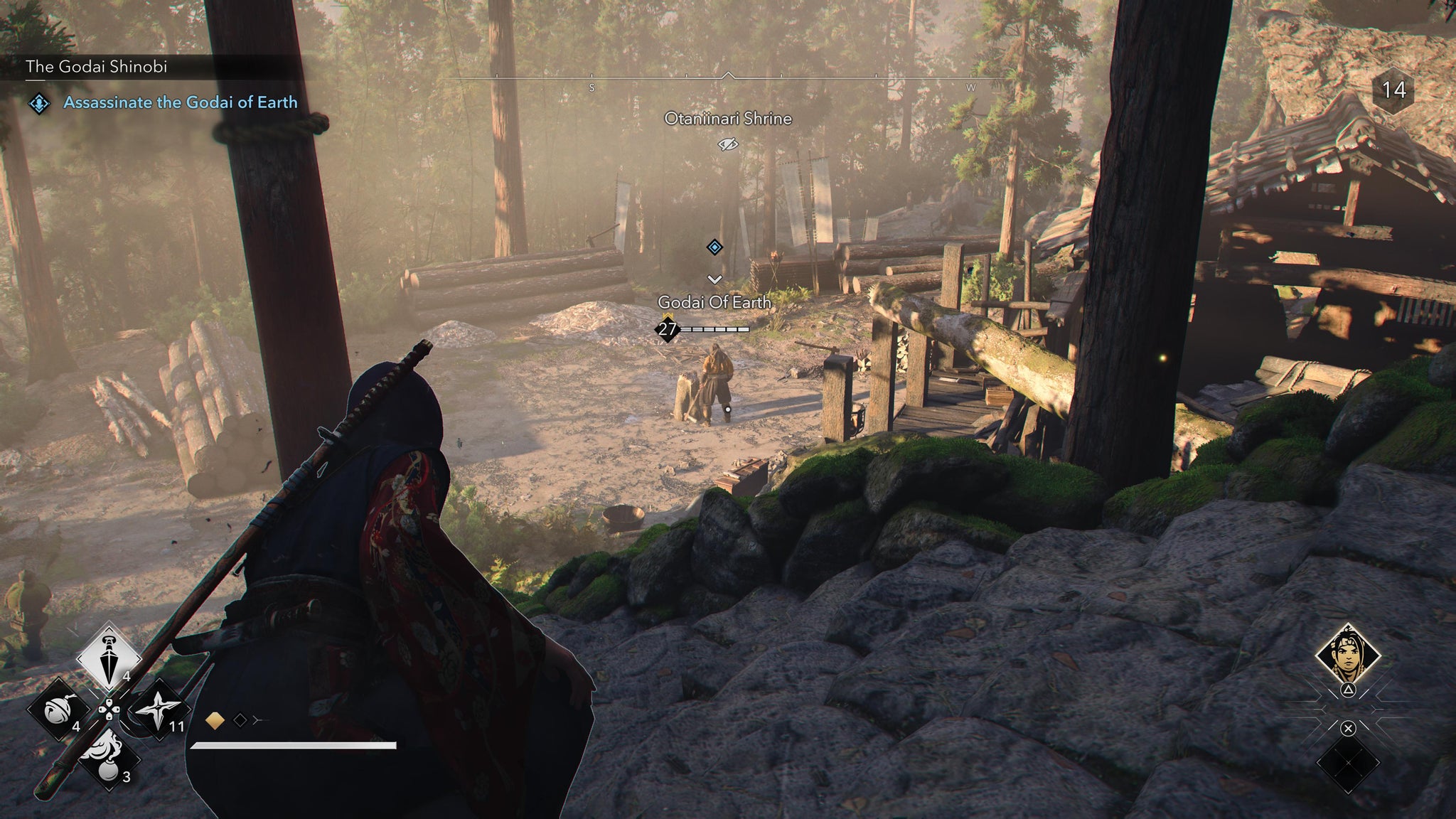 Naoe sneaking up on the Godai of Earth in Assassin's Creed Shadows. - 9