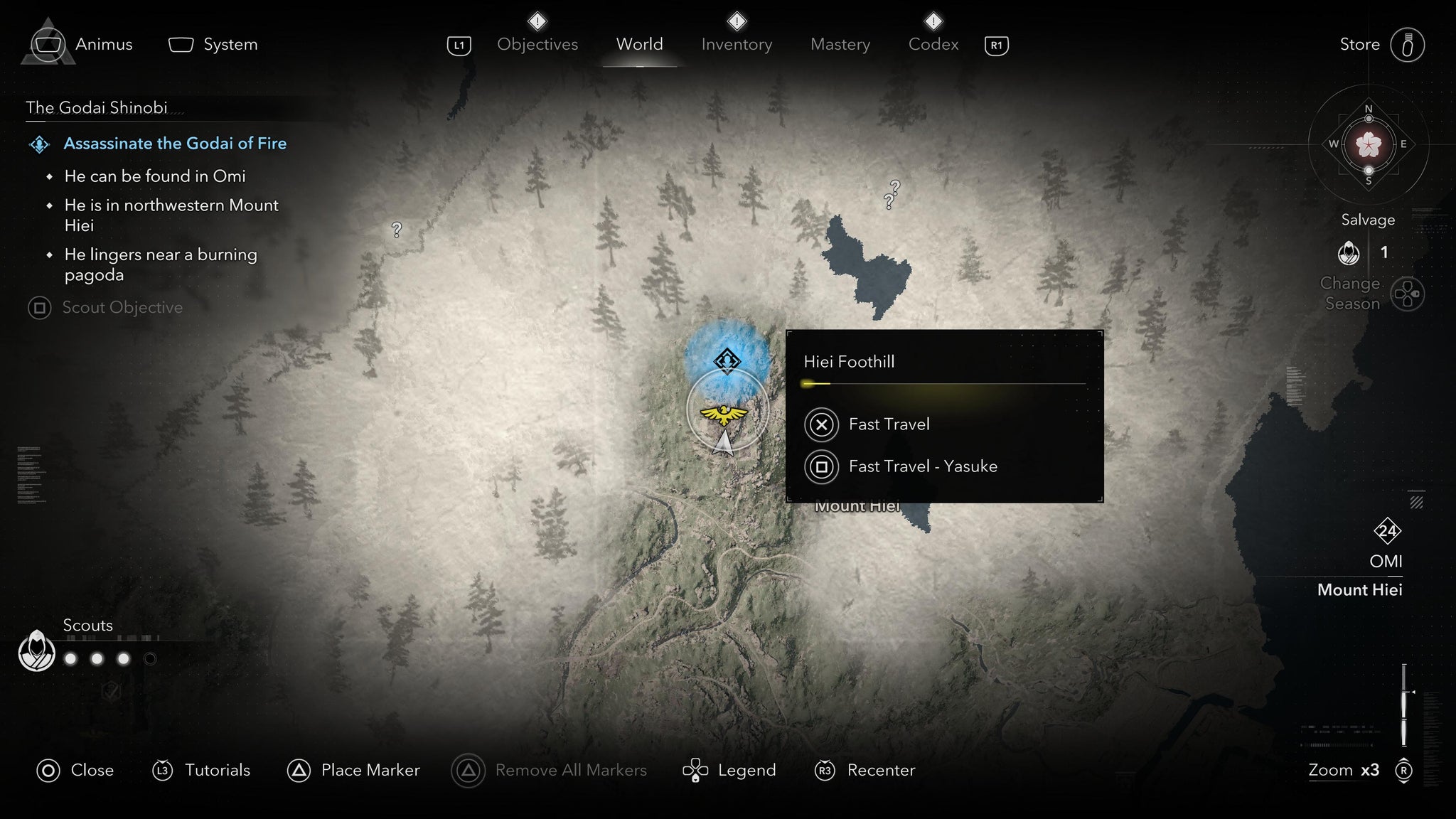 A map screen showing the location of the Godai of Fire in Assassin's Creed Shadows. - 4