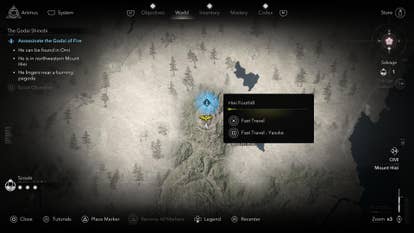 A map screen showing the location of the Godai of Fire in Assassin’s Creed Shadows.