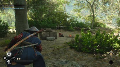 Naoe sneaking up on the Godai of Fire in Assassin’s Creed Shadows.