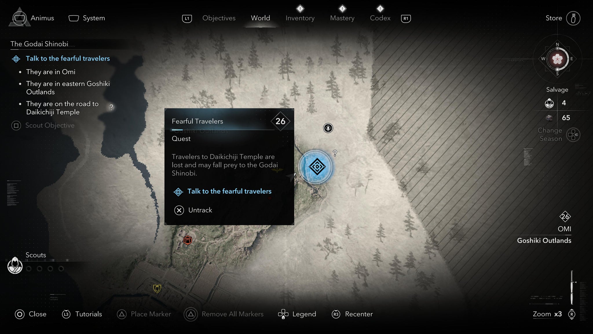A map screen showing the location of a clue to finding the Godai of Void in Assassin's Creed Shadows. - 13