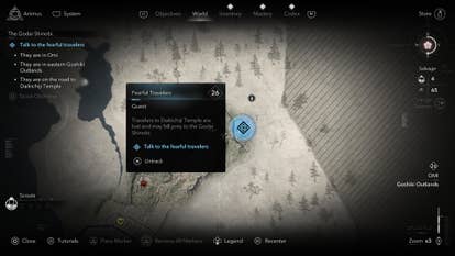 A map screen showing the location of a clue to finding the Godai of Void in Assassin’s Creed Shadows.