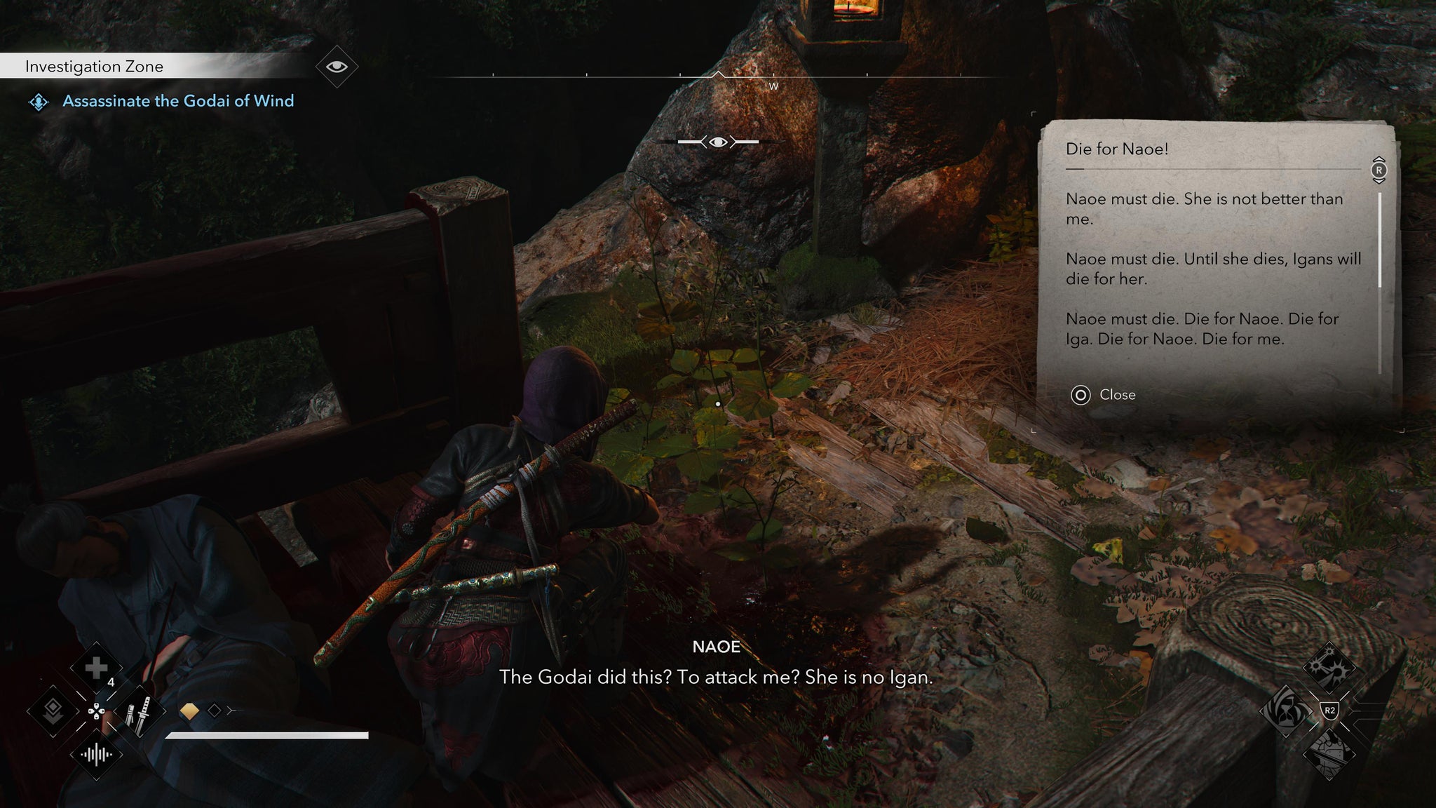 Naoe reading a letter from the Godai of Wind in Assassin's Creed Shadows. - 11