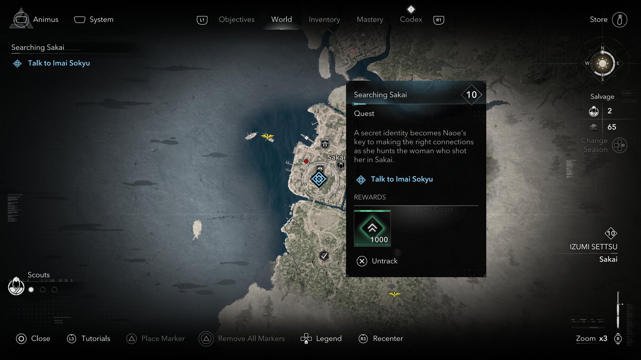A map screen showing the location of Imai Sokun in Assassin's Creed Shadows. - 4
