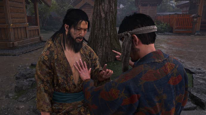 A close-up of Grave Dancer, a Kabukimono boss in Assassin’s Creed Shadows.