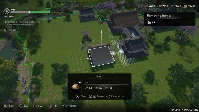 A study is being constructed in the building mode of Assassin’s Creed Shadows.