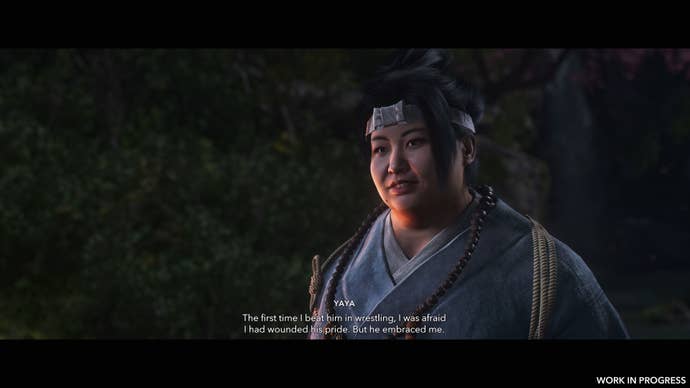 Yaya talks about her husband in Assassin’s Creed Shadows.