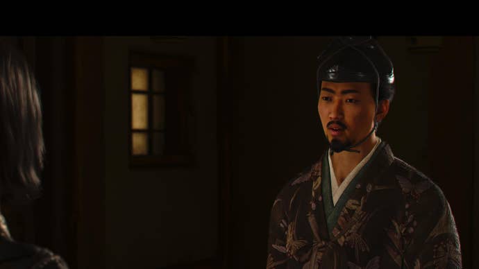 Imai Sokun discussing the Iron Hand Guild with Naoe in Assassin’s Creed Shadows.