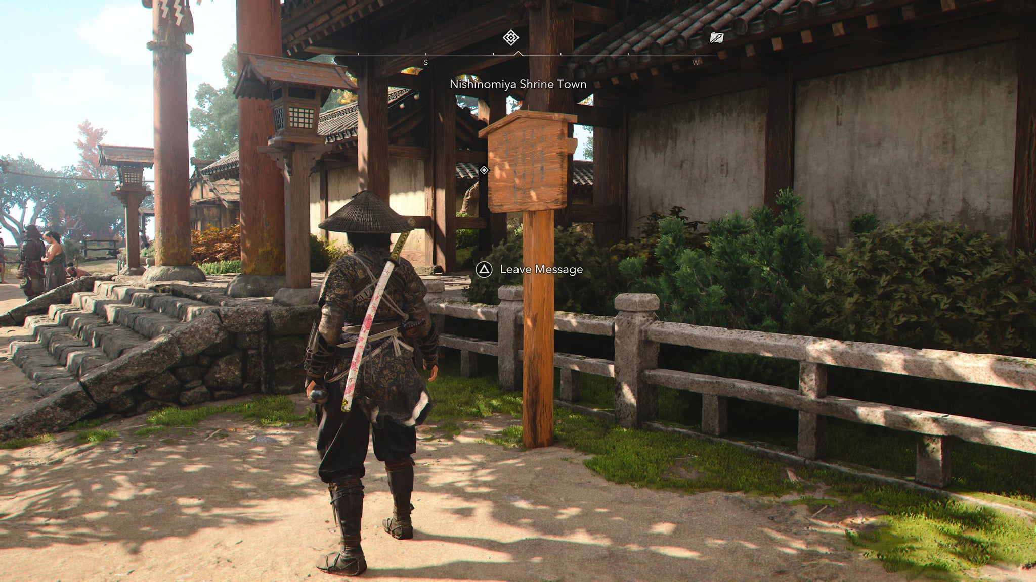 Naoe placing a notice on a shrine board to lure out the remaining Kabukimono in Assassin's Creed Shadows. - 13