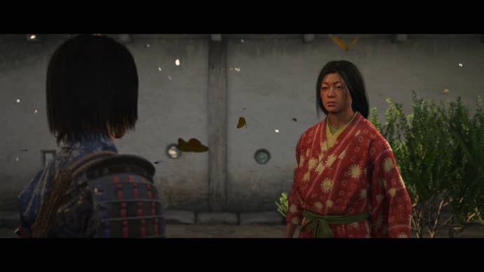 Naoe in Assassin’s Creed Shadows speaks with Kacho, the leader of a ring of child kidnappers based in Osaka.