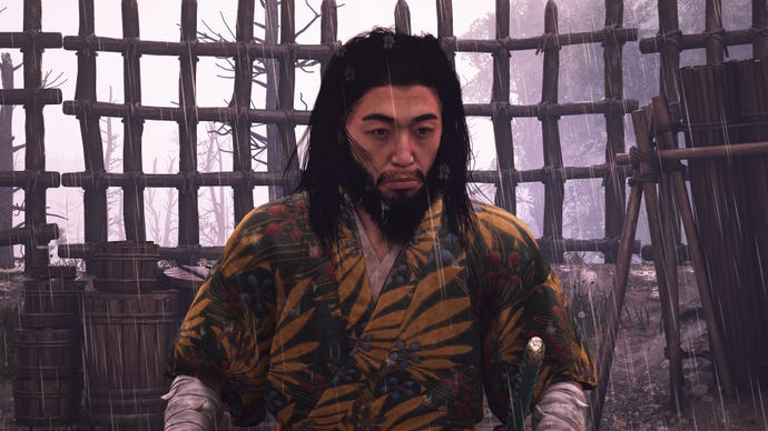 Close -up of laughter, the boss of Kabukimono in Creed Shadows Assassin.