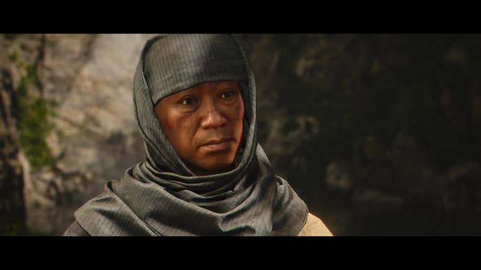 The warrior monk, Mitsumune, arguing with Yaya in Assassin’s Creed Shadows.