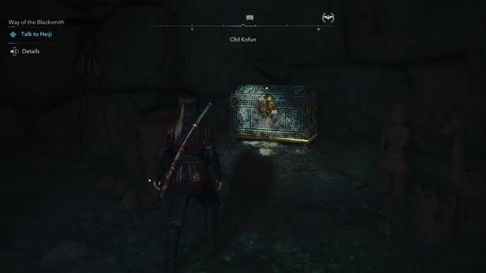 Naoe looting a chest inside the Old Kofun in Assassin’s Creed Shadows.