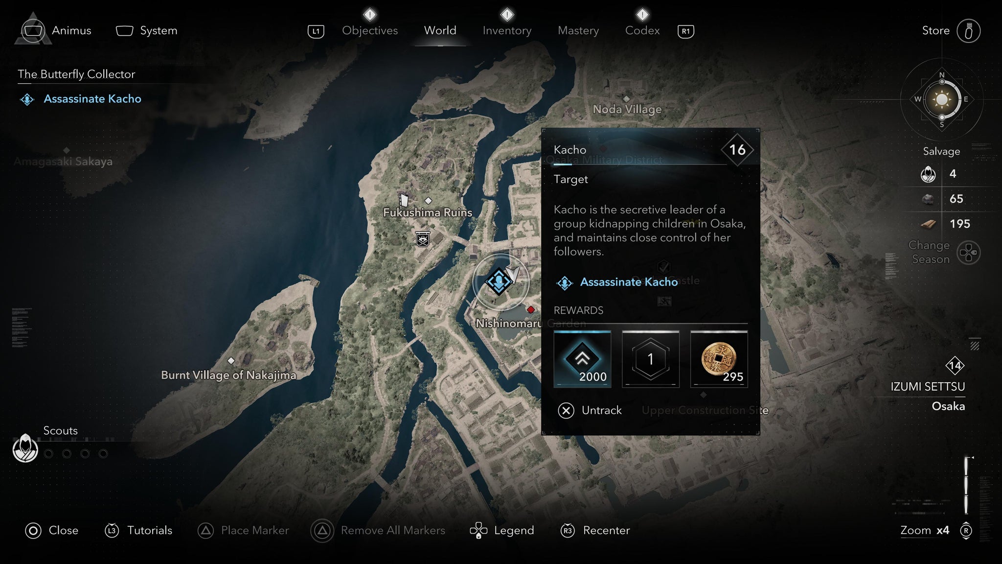 A map screen showing the location of Kacho in Assassin's Creed Shadows. - 29