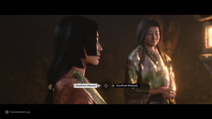 Otama speaking to Wakasa and other gathered guests in Assassin’s Creed Shadows.