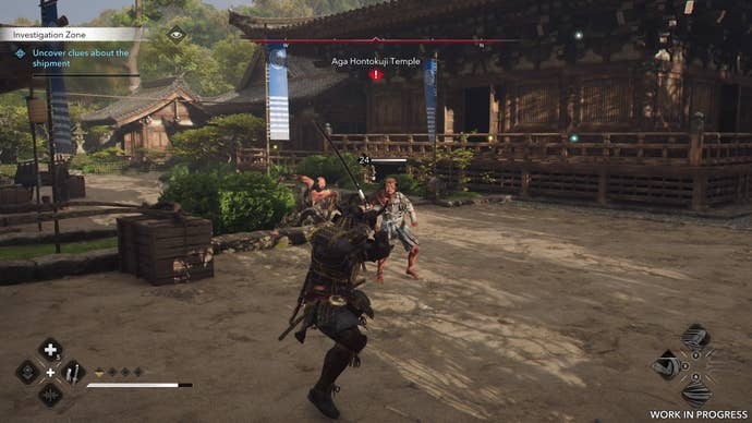Yasuke holds his sword high as he fights shrine guardians in Assassin’s Creed Shadows.