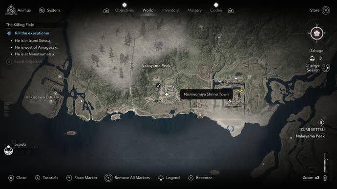 A map screen shows the shore of southern Japan.