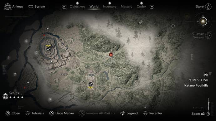 The location of the Rolling Glen Kuji-kiri in Assassin’s Creed Shadows.